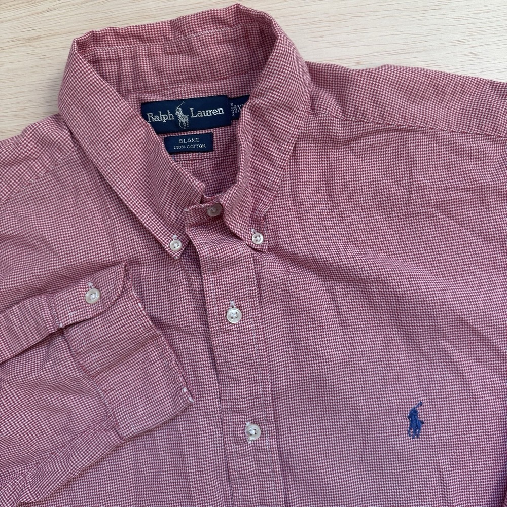 Ralph‎ Lauren Men's Shirt XXL BLAKE Button Down Red Check Preppy Cotton